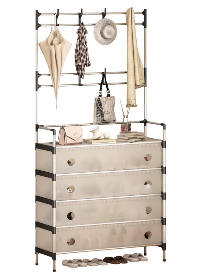 Generic Entryway Coat Rack, Metal Pipe Coat and Shoe Rack, Large Storage Space, with 5-Tier Shoes Storage Shelf,Provides Hanging and Storage Capabilities,Multifunctional Practical Storage Hanger  - Image 1