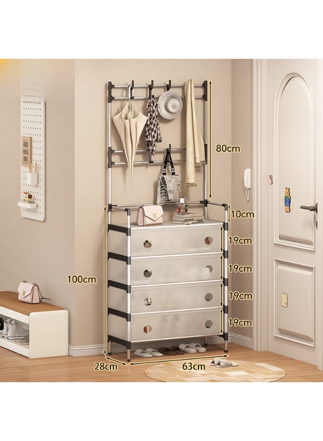 Generic Entryway Coat Rack, Metal Pipe Coat and Shoe Rack, Large Storage Space, with 5-Tier Shoes Storage Shelf,Provides Hanging and Storage Capabilities,Multifunctional Practical Storage Hanger  - Image 3
