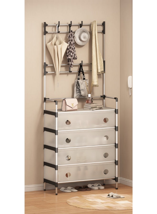 Generic Entryway Coat Rack, Metal Pipe Coat and Shoe Rack, Large Storage Space, with 5-Tier Shoes Storage Shelf,Provides Hanging and Storage Capabilities,Multifunctional Practical Storage Hanger  - Image 2