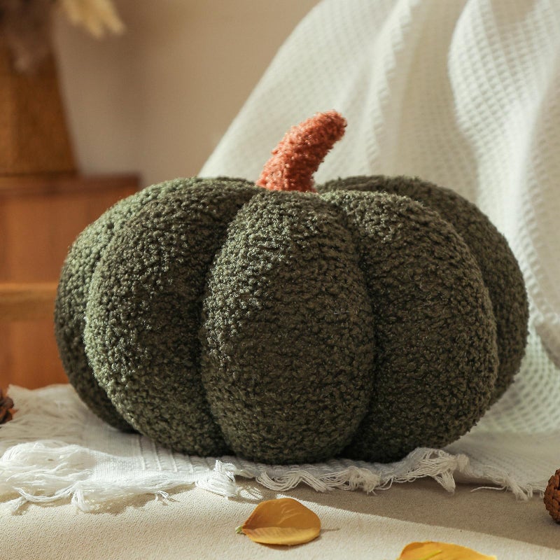 YRXRUS Thanksgiving Pumpkin Pillows Green Pumpkin Shaped Throw Pillows Gifts Fall Room Decoration Small Cute Halloween Pillow Teddy Fleece Small Cute 4x7 Inches Pillow for Natural Decor