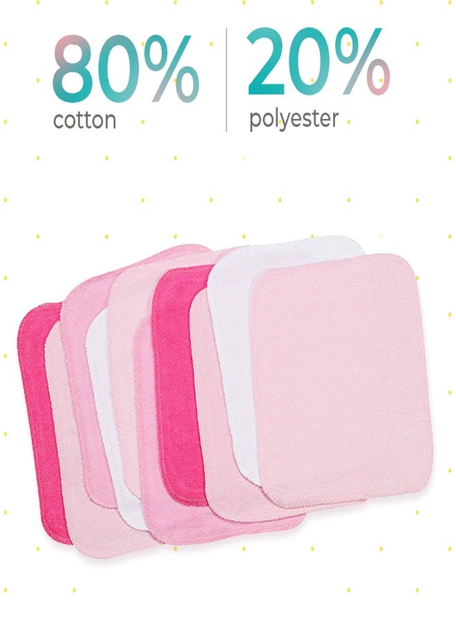 Spasilk Baby Washcloth Wipes Set for Newborn Boys and Girls, Soft Terry, Pack of 10, Pink - Image 4