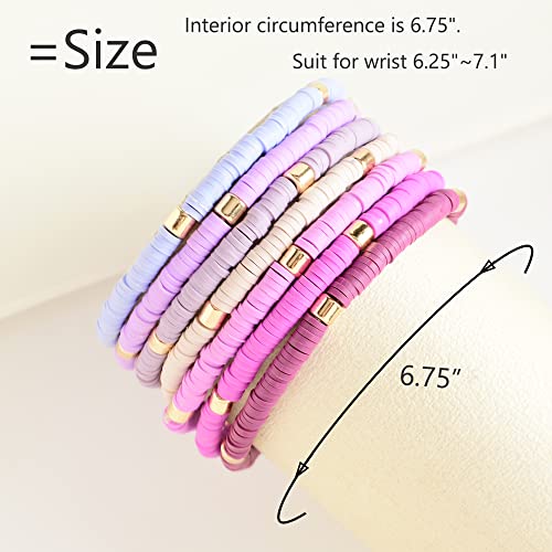 GOOJIDS Surfer Heishi Clay Bead Bracelets for Women Bohemian Stackable Gold Plated Beaded Stretch Bracelets Elastic Layering Friendship Bracelets Set Boho Jewelry - Image 2
