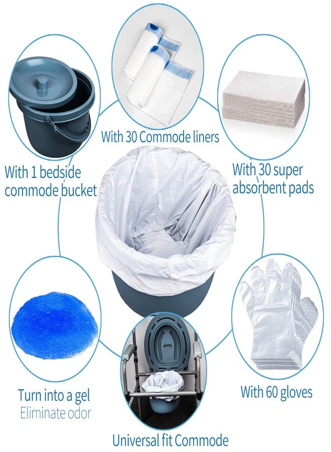 MINIVON Commode Bucket with Liners and Absorbent Pads - Commode Bucket Replacement Universal Fit - 30 Disposable Bedside Commode Liners and 30 Pads for Adult Commode Chairs, Portable & Camping Toilet Bags - Image 3