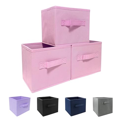 EBIGIC Pink Storage Bins 3Pack 9.0"x7.5"x7.5" Fabirc Foldable Closet Toy Organizer Collapsible Cloth - Image 1