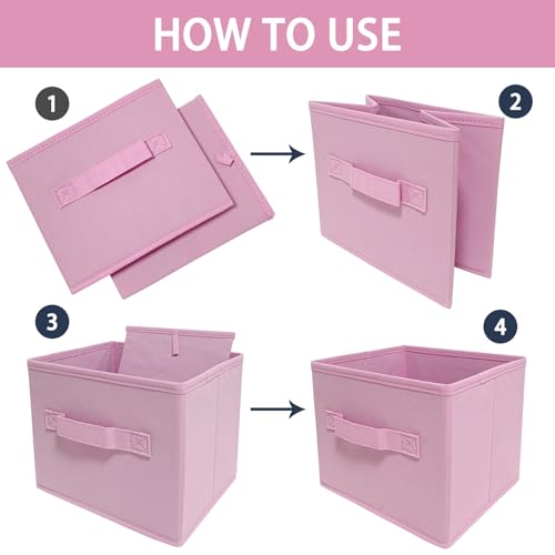 EBIGIC Pink Storage Bins 3Pack 9.0"x7.5"x7.5" Fabirc Foldable Closet Toy Organizer Collapsible Cloth - Image 4