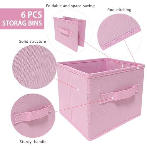 EBIGIC Pink Storage Bins 3Pack 9.0"x7.5"x7.5" Fabirc Foldable Closet Toy Organizer Collapsible Cloth - Image 3