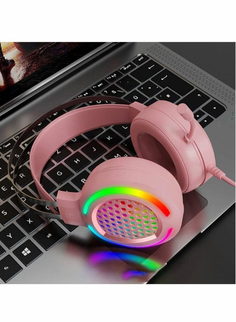 Captaintech Gaming Headset with Microphone Noice Cancelling Stereo Surround Sound Music Headphone  for PC Xbox One LED Light Intense Bass Laptop Mac fit Girlfriend Gift - Image 2