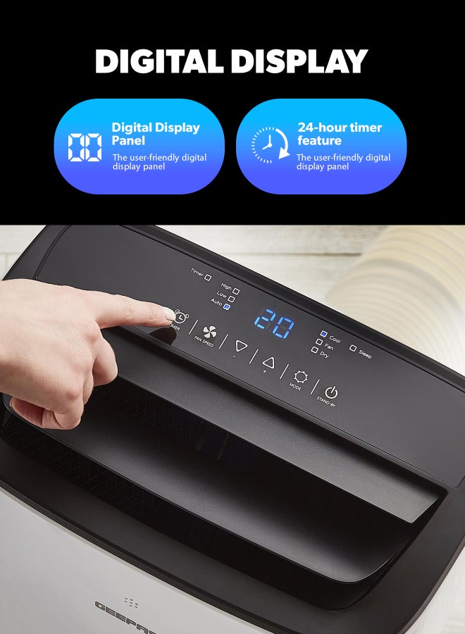 GEEPAS Portable Air Conditioner 3 Modes T1 Compressor | 2 Speed Settings, Dehumidification, Self-Evaporation, Cooling | Digital Display, Remote Control, 24 Hours Timer | Easy to Move Wheels, Perfect for Bedrooms, Living Rooms, Offices, Small Apartments GACP7023CU WHITE - Image 4