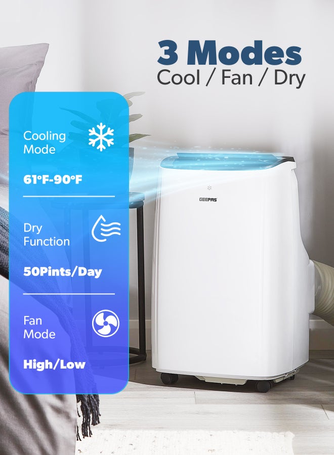 GEEPAS Portable Air Conditioner 3 Modes T1 Compressor | 2 Speed Settings, Dehumidification, Self-Evaporation, Cooling | Digital Display, Remote Control, 24 Hours Timer | Easy to Move Wheels, Perfect for Bedrooms, Living Rooms, Offices, Small Apartments GACP7023CU WHITE - Image 2