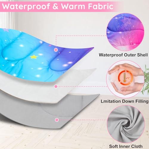 FIOBEE Kids Sleeping Bag for Girls Boys 3 Season Warm & Cool Weather Youth Camping Sleeping Bags with Backpacking Bag Waterproof for Traveling Hiking Indoor Outdoor Camping Essentials, Rainbow - Image 4