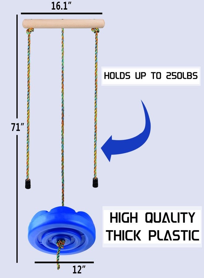 FAETKLC Disc Swing for Kids Rope Swing Adjustable Tree Swing Set Accessories with Monkey Bars 1 Carabiner 2 Added Hanging Straps 3IN1 Heavy-Duty Blue Swingset for Zipline Outdoor Backyard Playground - Image 5