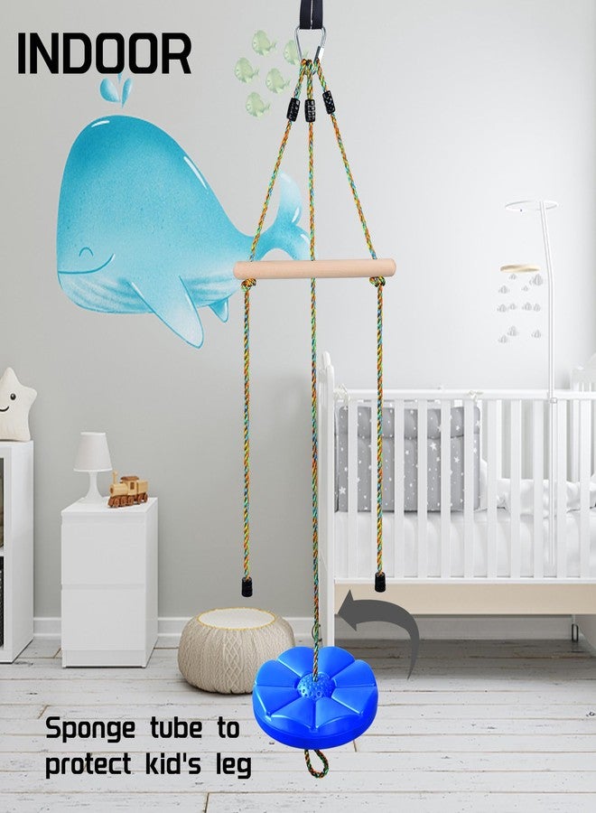 FAETKLC Disc Swing for Kids Rope Swing Adjustable Tree Swing Set Accessories with Monkey Bars 1 Carabiner 2 Added Hanging Straps 3IN1 Heavy-Duty Blue Swingset for Zipline Outdoor Backyard Playground - Image 3