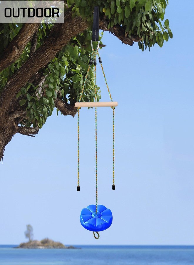 FAETKLC Disc Swing for Kids Rope Swing Adjustable Tree Swing Set Accessories with Monkey Bars 1 Carabiner 2 Added Hanging Straps 3IN1 Heavy-Duty Blue Swingset for Zipline Outdoor Backyard Playground - Image 4