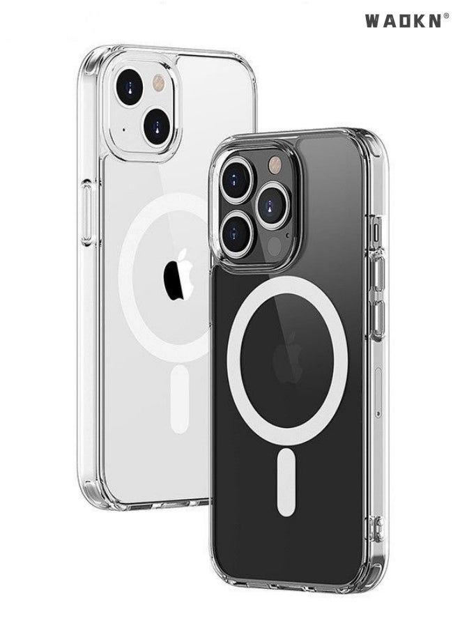 WAOKN iPhone 15 plus Magsafe Case 6.7 Inch Slim Thin Magnetic Case, Yellowing-Resistant, Anti-Drop Shock Absorption, Anti-Scratch and Hard Back Crystal Case Cell Phone Cover for iPhone 15 plus Case Clear  - Image 1