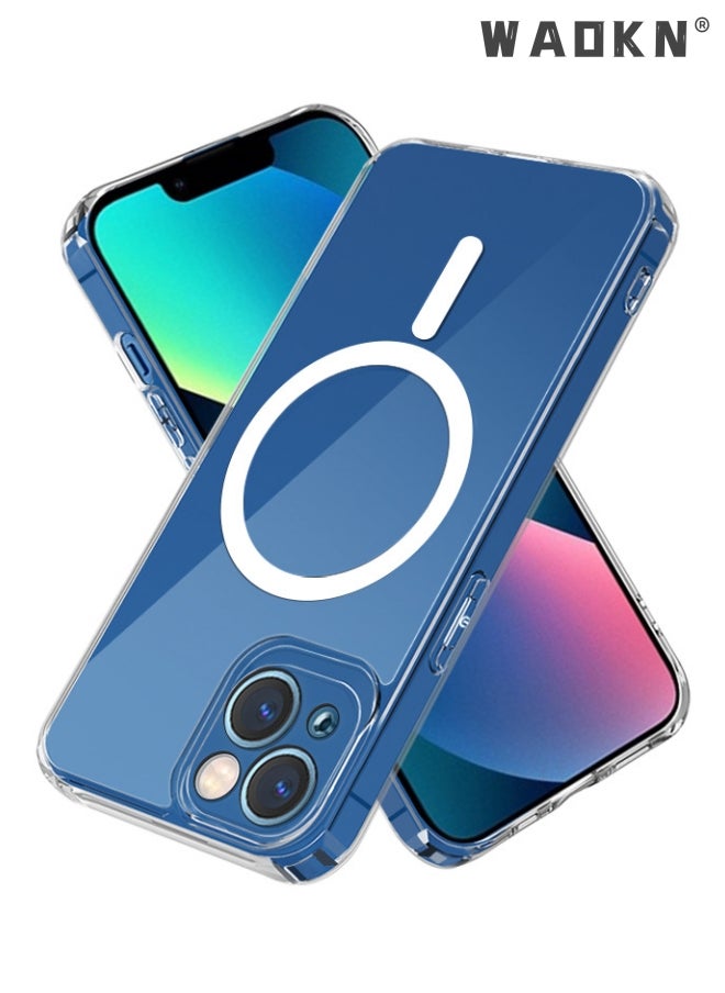 WAOKN iPhone 15 plus Magsafe Case 6.7 Inch Slim Thin Magnetic Case, Yellowing-Resistant, Anti-Drop Shock Absorption, Anti-Scratch and Hard Back Crystal Case Cell Phone Cover for iPhone 15 plus Case Clear  - Image 2