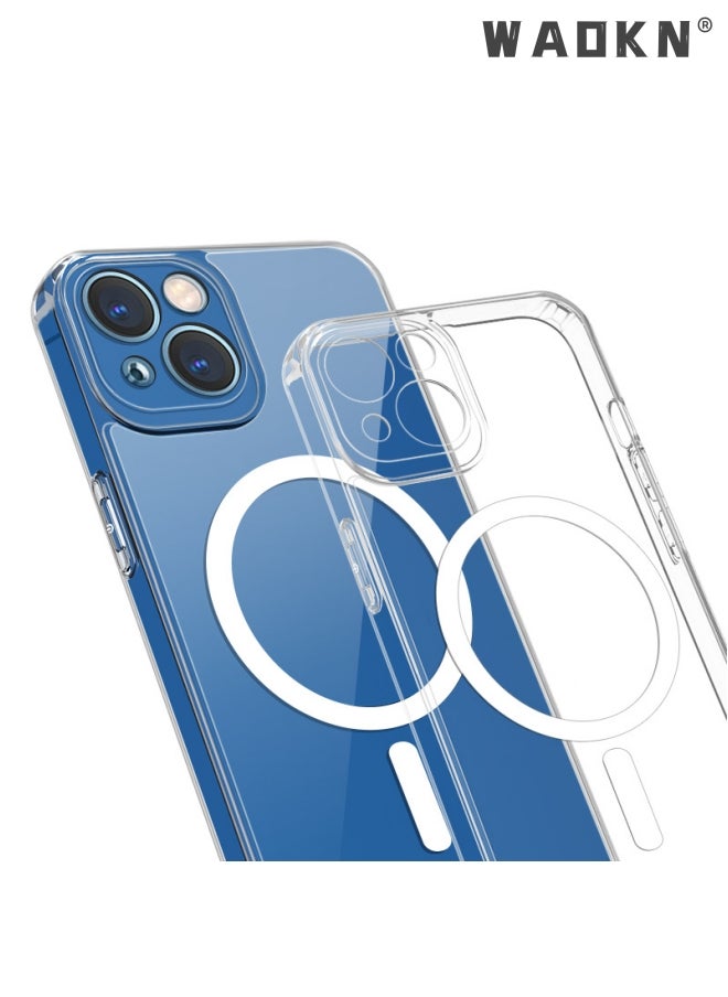 WAOKN iPhone 15 plus Magsafe Case 6.7 Inch Slim Thin Magnetic Case, Yellowing-Resistant, Anti-Drop Shock Absorption, Anti-Scratch and Hard Back Crystal Case Cell Phone Cover for iPhone 15 plus Case Clear  - Image 4