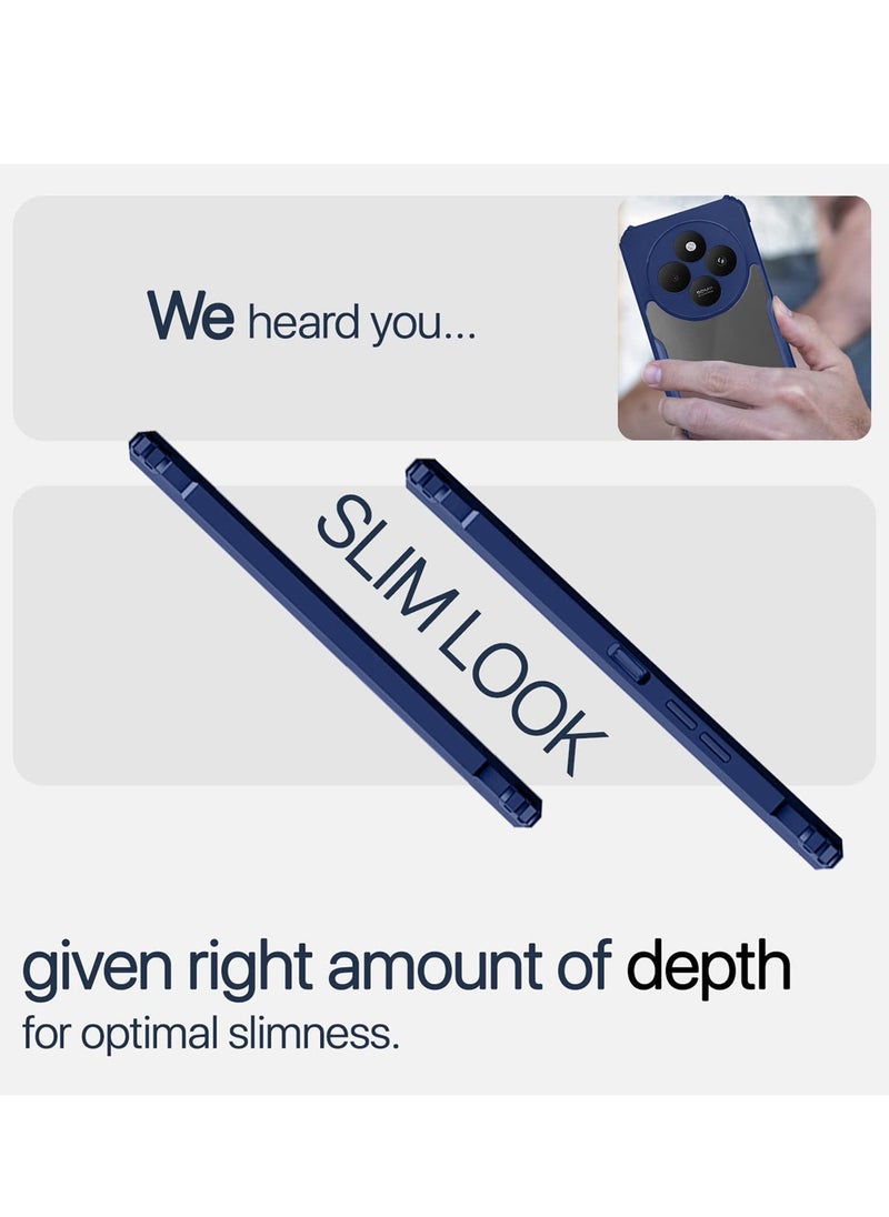 Wtech Xiaomi Redmi 14C 4G 2024  / Xiaomi Redmi 14R 5G 2024 / Xiaomi Redmi A4 5G 2024 Hybrid TPU Silicone With Raised Armour Bumpers Slim Case Cover - Navy Blue  - Image 4