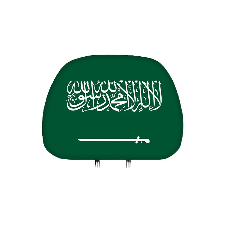 Flag Print Car Headrest Cover, Polyester, Universal, 27x29cm, National Day Decoration - Image 1