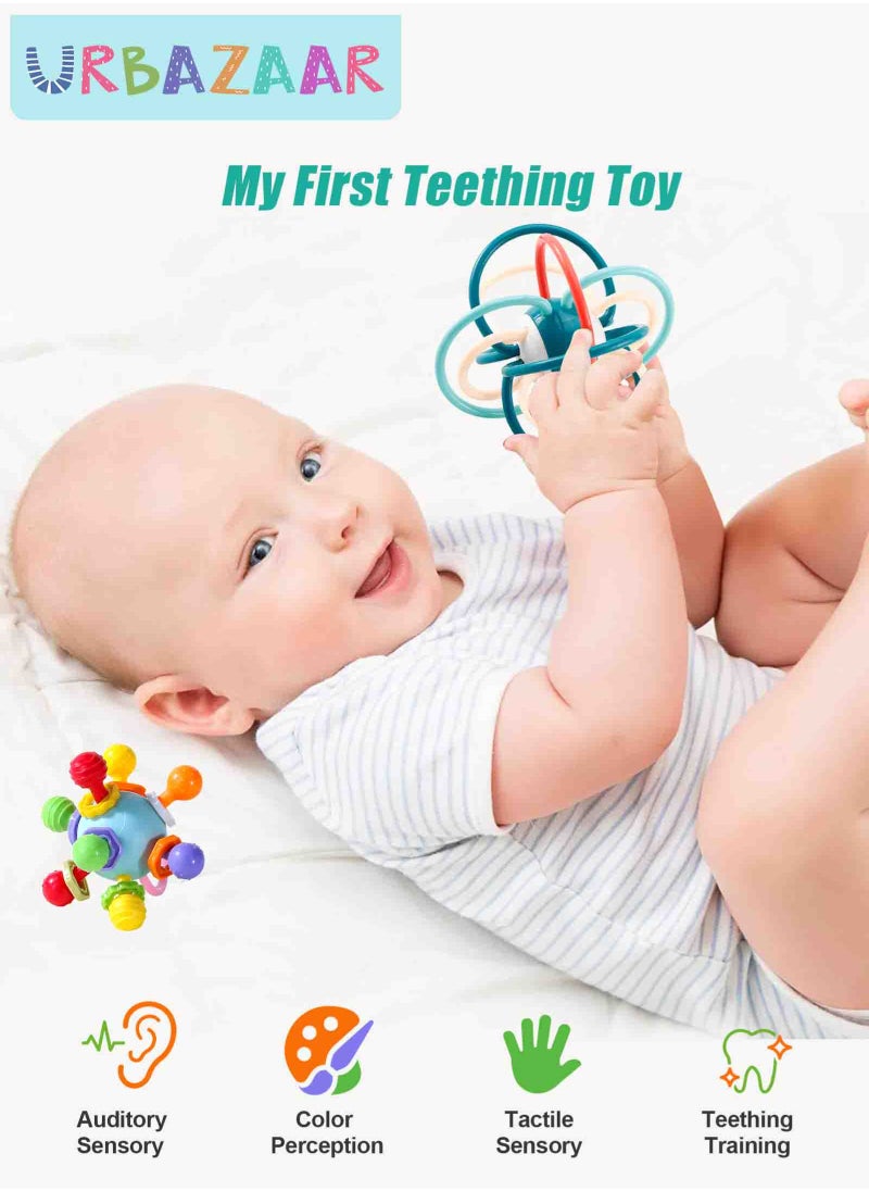 URbazaar 2Pcs Baby Teething Toys, Teething Toys for 0 3 6 9 12 Months Boys Girls, Newborn Baby Toys, Baby Rattles Toys, Sensory Chew Toys, 1 Year Old Baby Shower Gifts  - Image 4