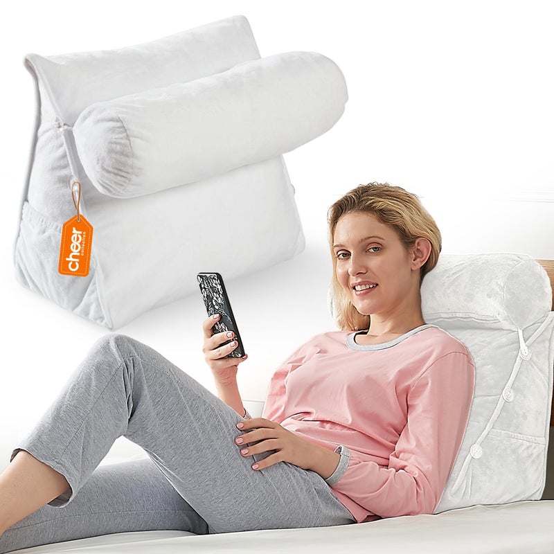 Cheer Collection Cheer Collection Reading Wedge Pillow  TV Pillow with Adjustable Bolster Pillow Memory Foam Back Support for Couch  Bed Pillow Chair for Bed Reading Pillows for Adults  Kids White 