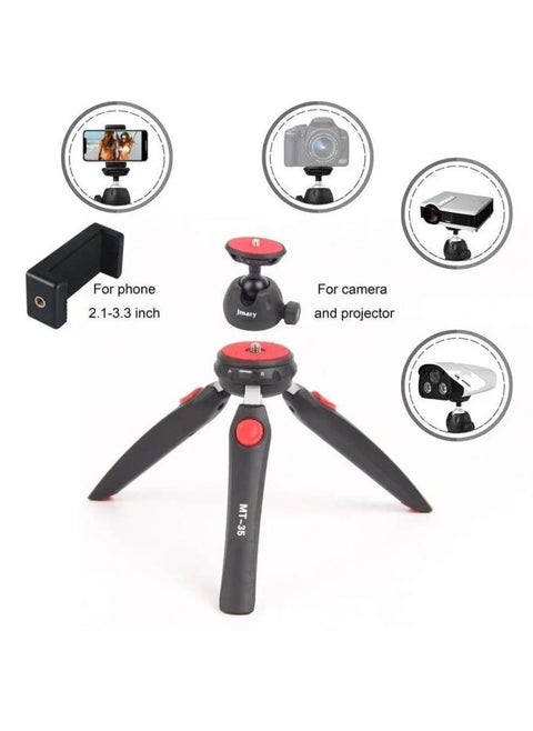 SIDRUM Jmary MT-35 Table Top Mini Portable Tripod Stand: Compact tripod stand for mobile phones and DSLRs, with extendable legs.