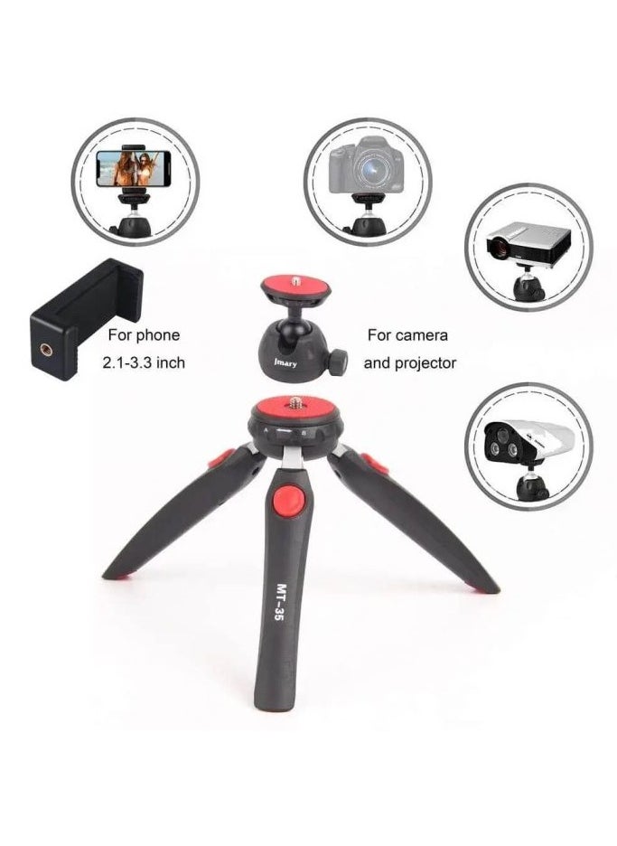 SIDRUM Jmary MT-35 Table Top Mini Portable Tripod Stand: Compact tripod stand for mobile phones and DSLRs, with extendable legs.