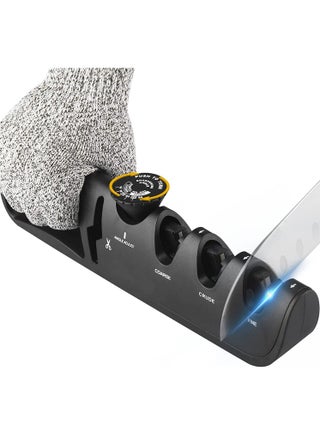 Knife Sharpener 4 in 1 Knife Sharpener, With Scissor Sharpener, 6 Steps Adjustable Knife Sharpener, Professional Blade Star, Ergonomic Knife Sharpening(Black) - pzsku/ZACA1C50ECC6D6357AC58Z/45/_/1682304690/4d09f9e5-f3ad-4d30-91e7-bc78963f6639