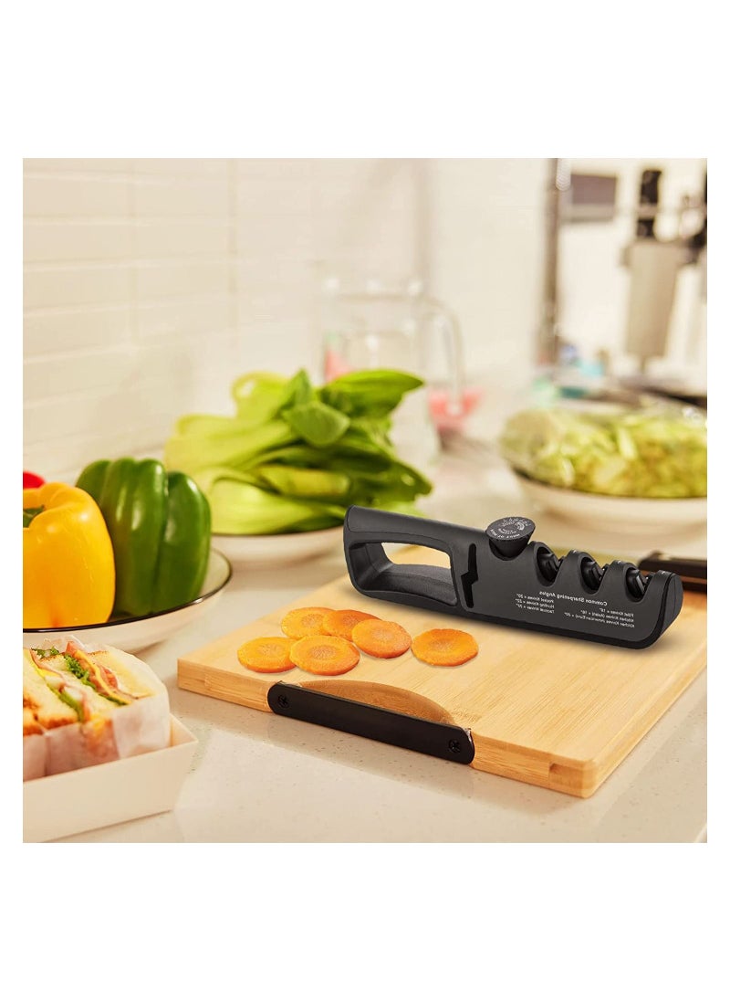 Generic - Knife Sharpener 4 in 1 Knife Sharpener, With Scissor Sharpener, 6 Steps Adjustable Knife Sharpener, Professional Blade Star, Ergonomic Knife Sharpening(Black) - Image 1