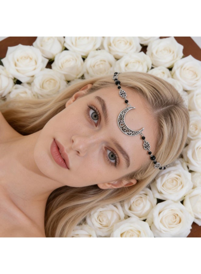 سلسلة رأس نسائية على شكل هلال من الكريستال والراينستون بأسلوب الفايكنج البوهيمي قابلة للتعديل، طوق رأس مزخرف للشعر، مجوهرات عتيقة لحفلات التخرج وحفلات ذات طابع عصر النهضة - Image 5