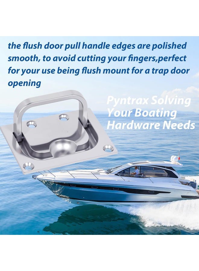 Pyntrax 316 Stainless Steel Boat Flush Hatch Pull, Recessed Door Pull Handle with Mount Screws for Boat Deck Hatch Handle and Home Furniture Cabinet Recessed Handle (2 Pack) - Image 4