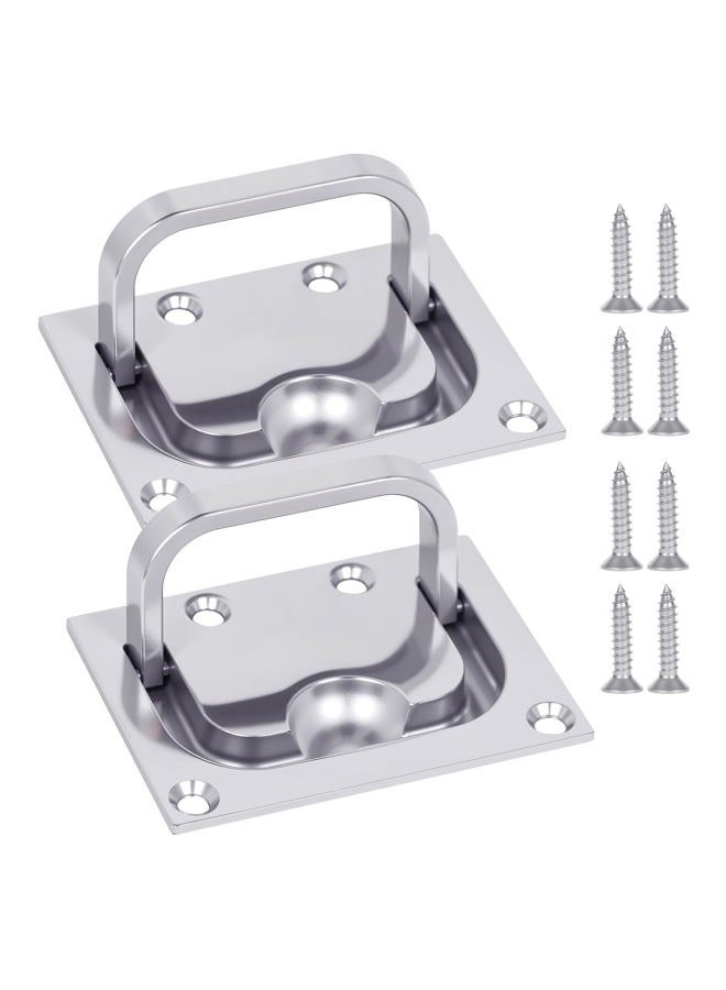 Pyntrax 316 Stainless Steel Boat Flush Hatch Pull, Recessed Door Pull Handle with Mount Screws for Boat Deck Hatch Handle and Home Furniture Cabinet Recessed Handle (2 Pack) - Image 1