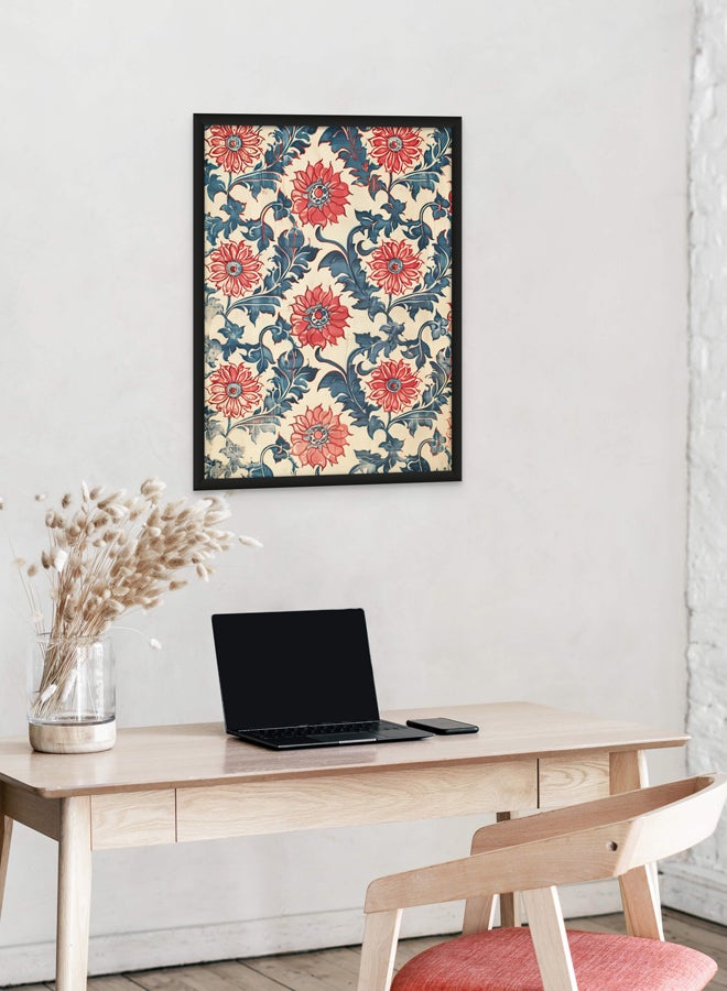Art Decor Indian Block Printed Textile Art Red and Blue Framed Fine Art Wall Décor for Living Room Dining Room Bedroom Cultural Spaces Gifting - Image 2