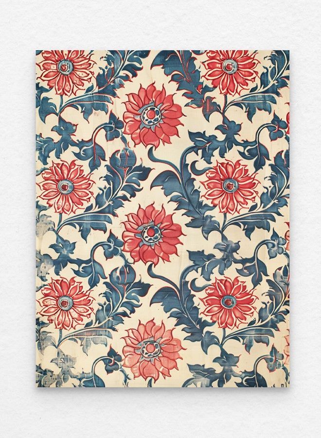 Art Decor Indian Block Printed Textile Art Red and Blue Framed Fine Art Wall Décor for Living Room Dining Room Bedroom Cultural Spaces Gifting - Image 3