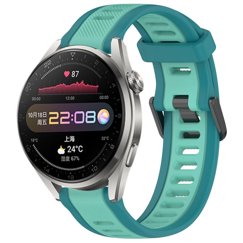erorex For Huawei Watch 3 Pro 22Mm Two Color Textured Silicone Watch Band(Teal) - Image 1