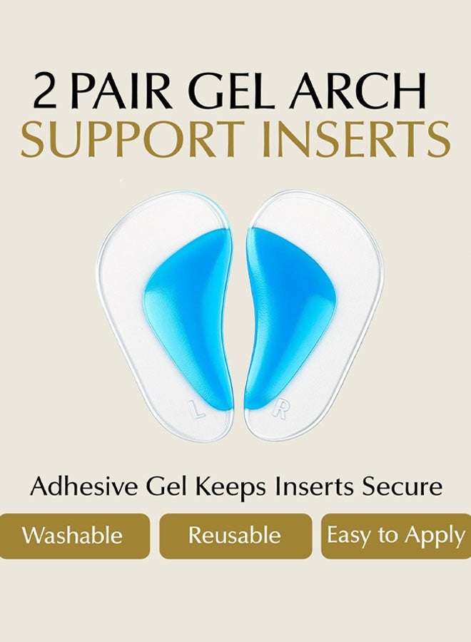 زوجان من النعال الداخلية الداعمة لقوس القدم المصنوعة من الجل، نعال سيليكونية داعمة لقوس القدم المسطحة والتهاب اللفافة الأخمصية، حشوات جل داعمة لقوس القدم، وسادات داعمة للكعب العالي للنساء والرجال - Image 3