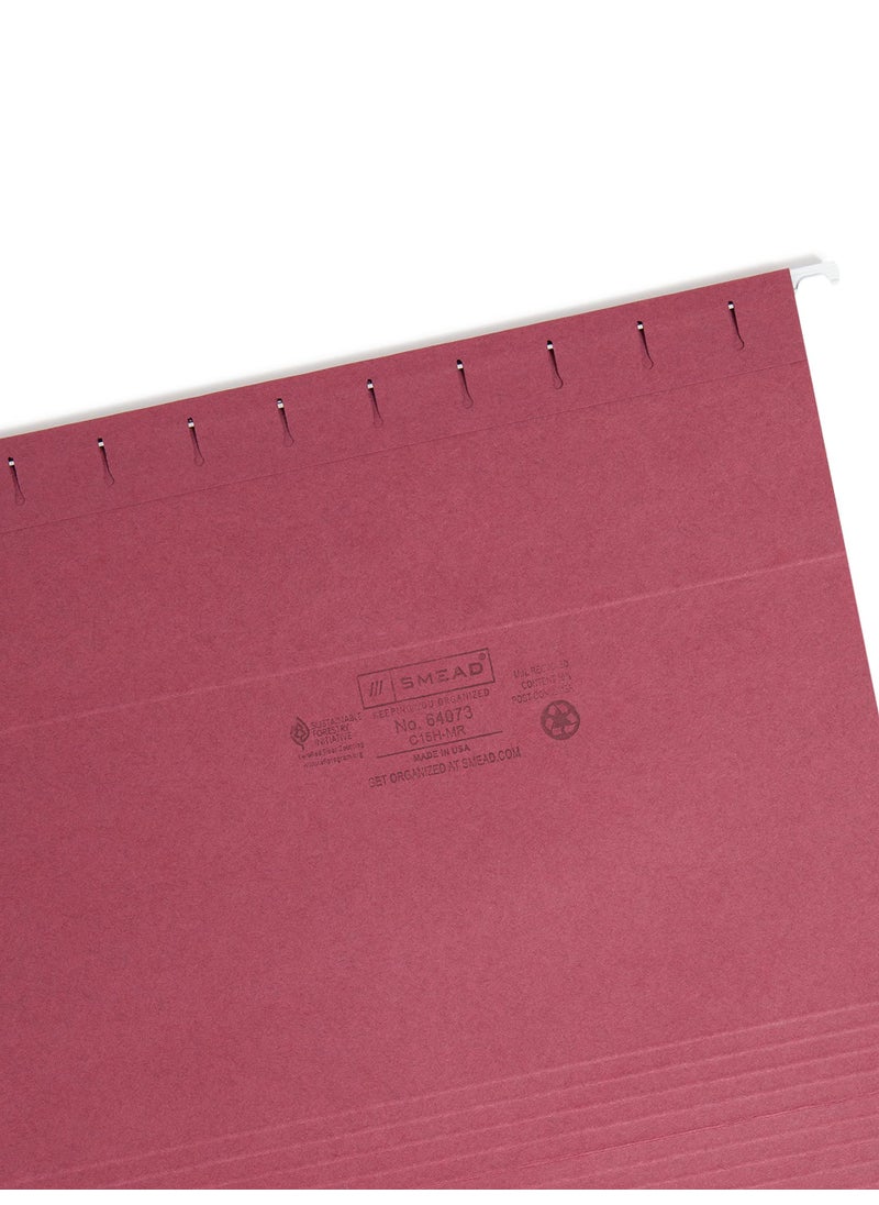 Smead Smead Colored Hanging File Folder with Tab, 1/5-Cut Adjustable Tab, Letter Size, Maroon, 25 per Box (64073) (Pack of 1)  - Image 3