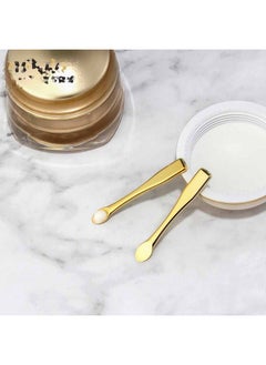 Luzen 12Pcs Plated Plastic Cosmetic Skincare Spoons Spatula Reusable Mini Mask Facial Cream Sampling Mixing Scoop Makeup Spoon Applicator Beauty Tool For Professional Salon Home Use Gold  - Image 3