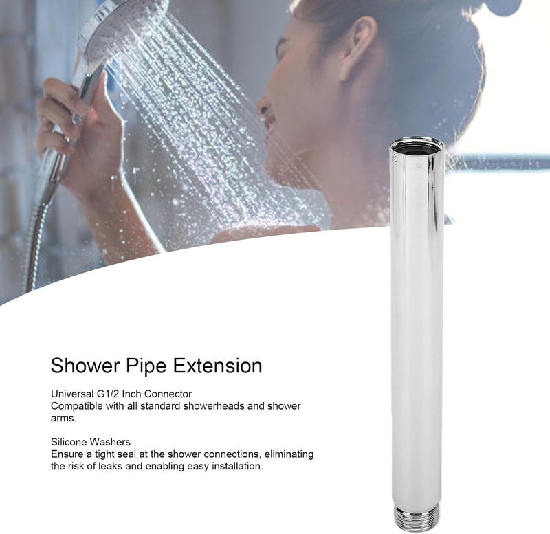 ZJchao 6 Inch Stainless Steel Shower Head Extension Arm, G1 2 Universal Connector, Adjustable Shower Head Extender Pipe with Extra Seal Washer, Easy Install for Standard Fixed (brass) - Image 2