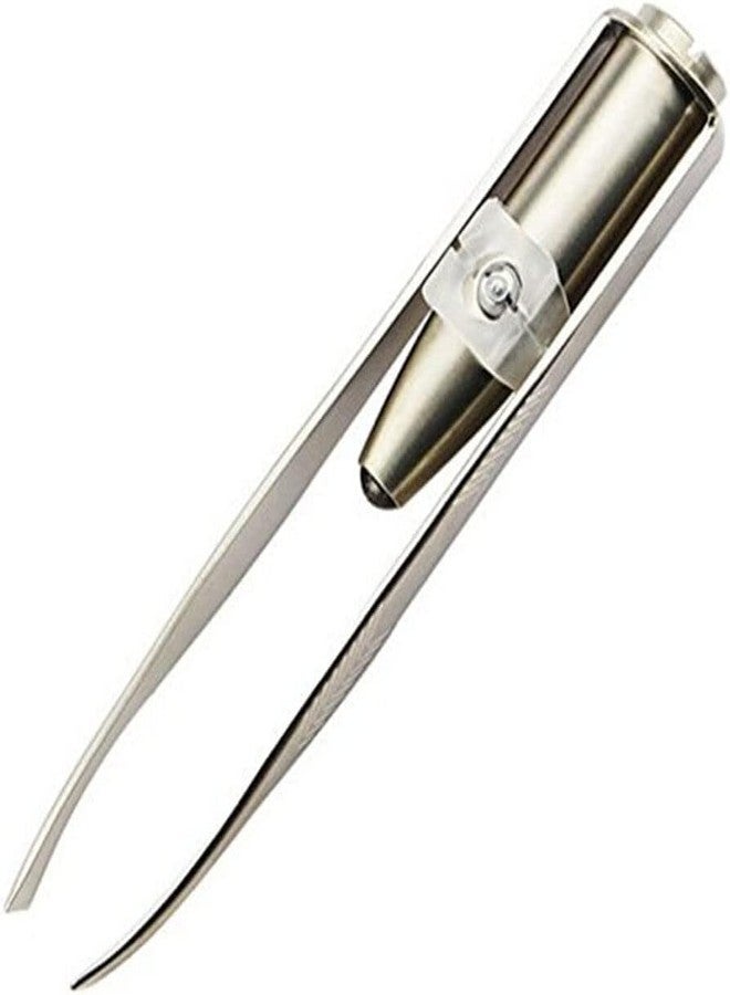 GANPUB Silver Creative Led Light Eyelash Eyebrow Hair Removal Stainless Steel Make Up Tweezer and Practicality, Hair Removal Tweezers,Women's 8.8x0.8x1.6cm, - Image 1