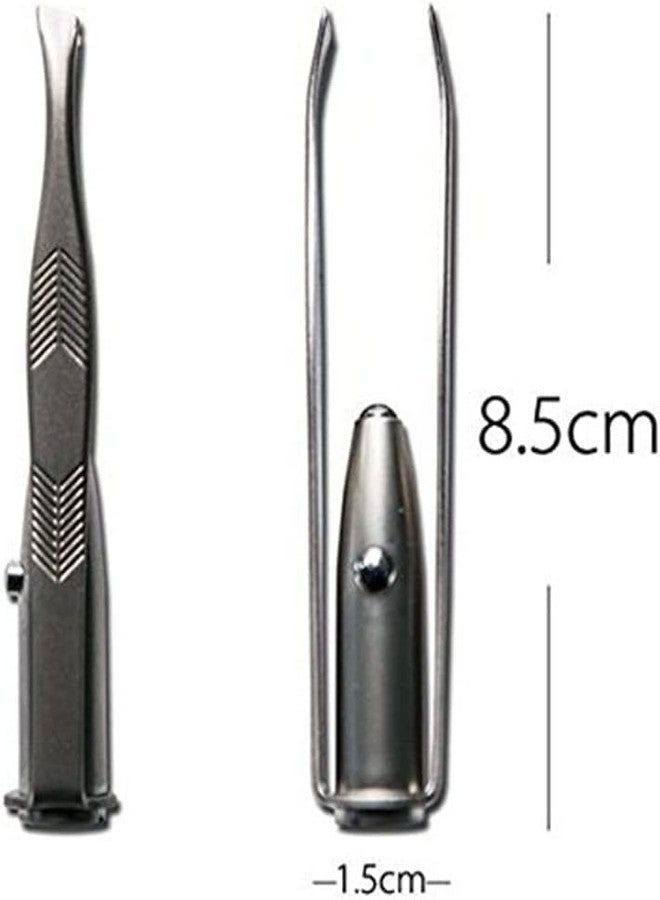 GANPUB Silver Creative Led Light Eyelash Eyebrow Hair Removal Stainless Steel Make Up Tweezer and Practicality, Hair Removal Tweezers,Women's 8.8x0.8x1.6cm, - Image 2