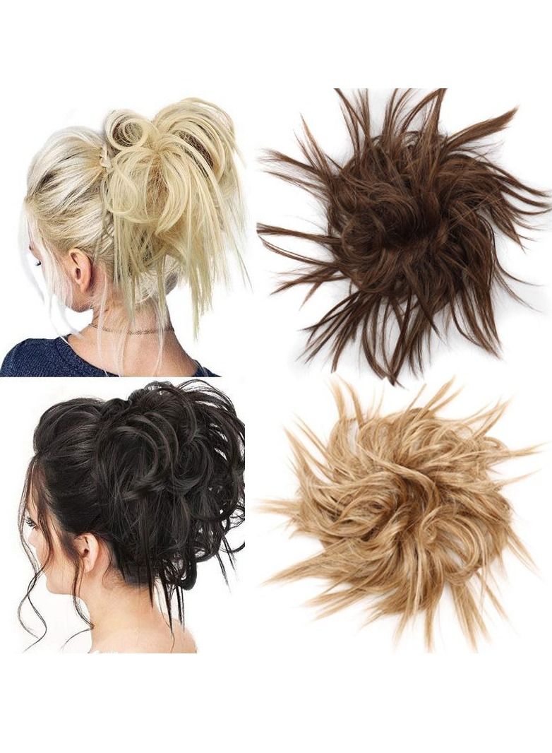 Estelle Eestelle Messy Cocktail Bun Hair Piece Hair Tousled updo hair Extensions Hairpiece Synthetic Hair Extensions Scrunchies Hairpiece for Women(#6) - Image 1