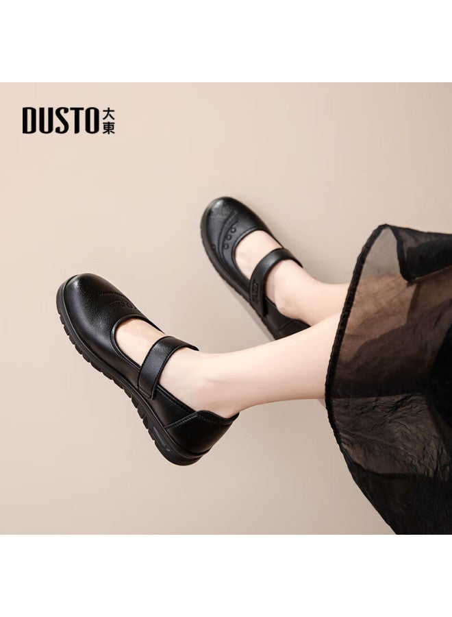 Dusto Mary Jane Women's Shoes  Spring New Mom Shoes Soft Sole Flat Single Shoes 5056 Black 36 - Image 1