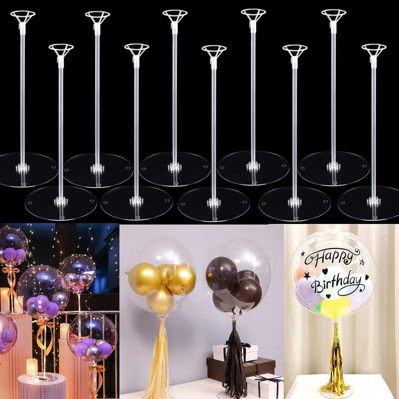 Efay Balloon Sticks with Base, 10 Pack 17"Tall Clear Balloon Stick Stands Holder for Table Top Centerpieces for 10 to 24 inch Balloons Banquet Decor for Birthday /Wedding / Thanksgiving /Bridal Shower Party - Image 1