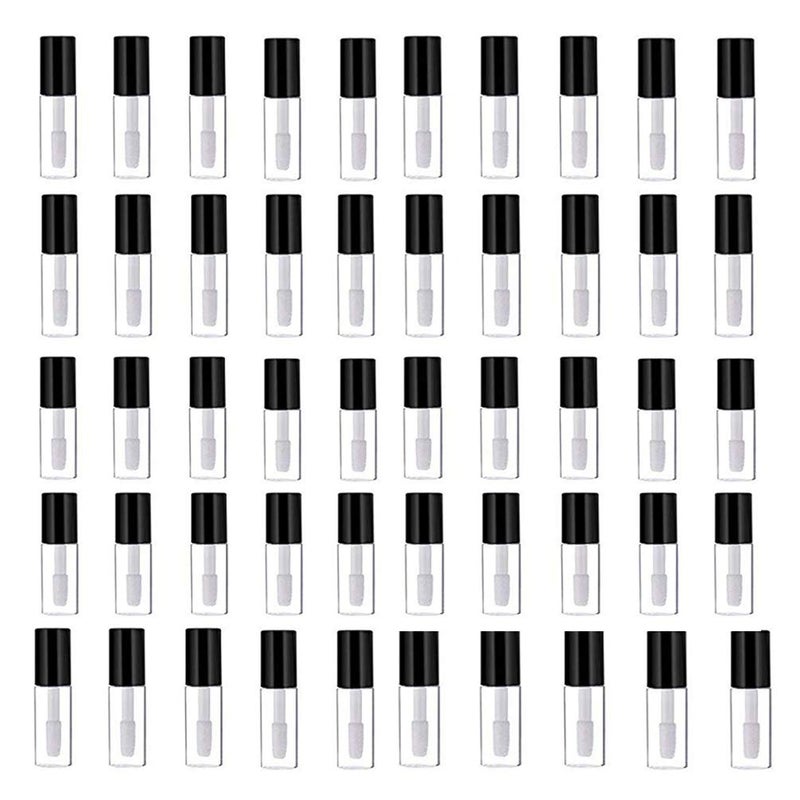 Mydio 50 Pack 1.2ML Clear Mini Lip Gloss Tube Empty Lip Balm Containers With Black Lid for Lipstick (clear) - Image 1