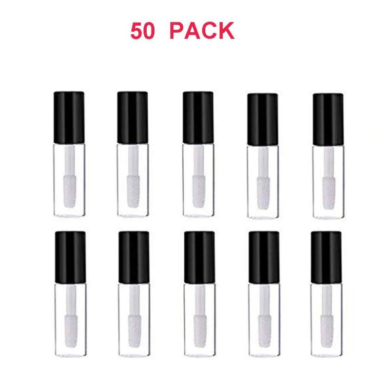Mydio 50 Pack 1.2ML Clear Mini Lip Gloss Tube Empty Lip Balm Containers With Black Lid for Lipstick (clear) - Image 2