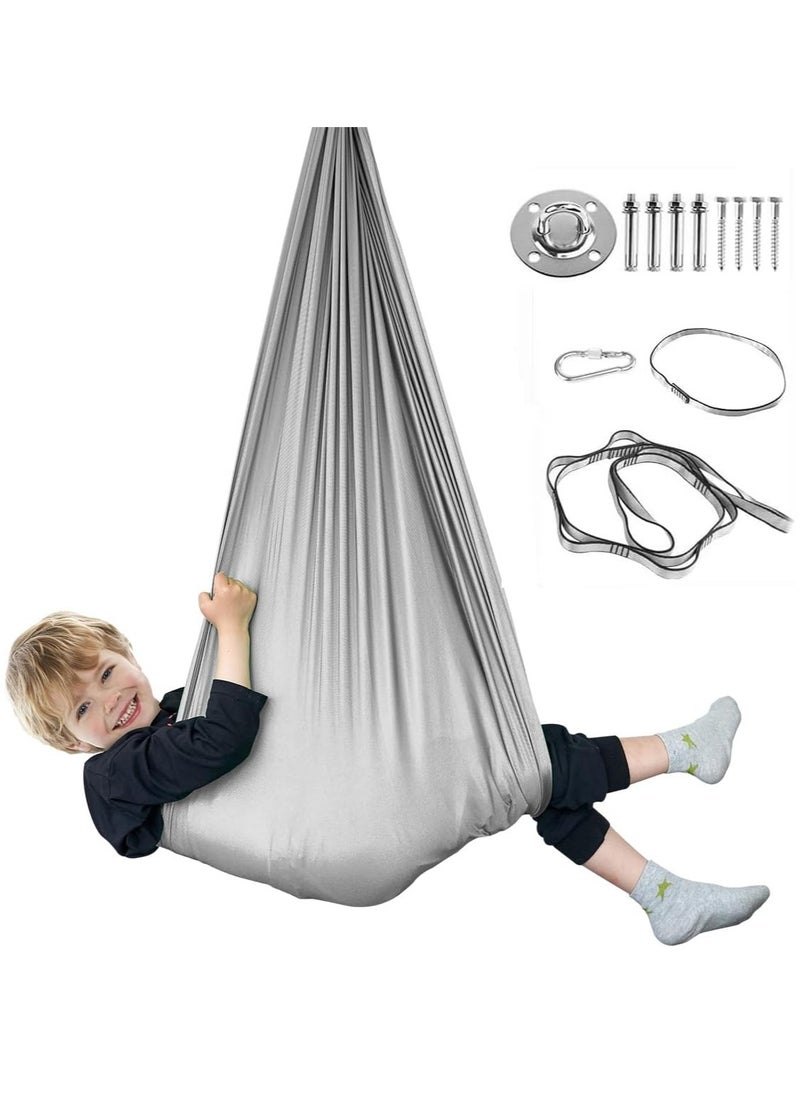 Generic Kids Indoor Sensory Swing (Hardware Included), Provides Calmness and Relaxation for Children with Special Needs, Sensory Swing Indoor Kids Adjustable Hammock Great for ADHD, Autism, Indoor Therapeutic Swing - Gray  - Image 1