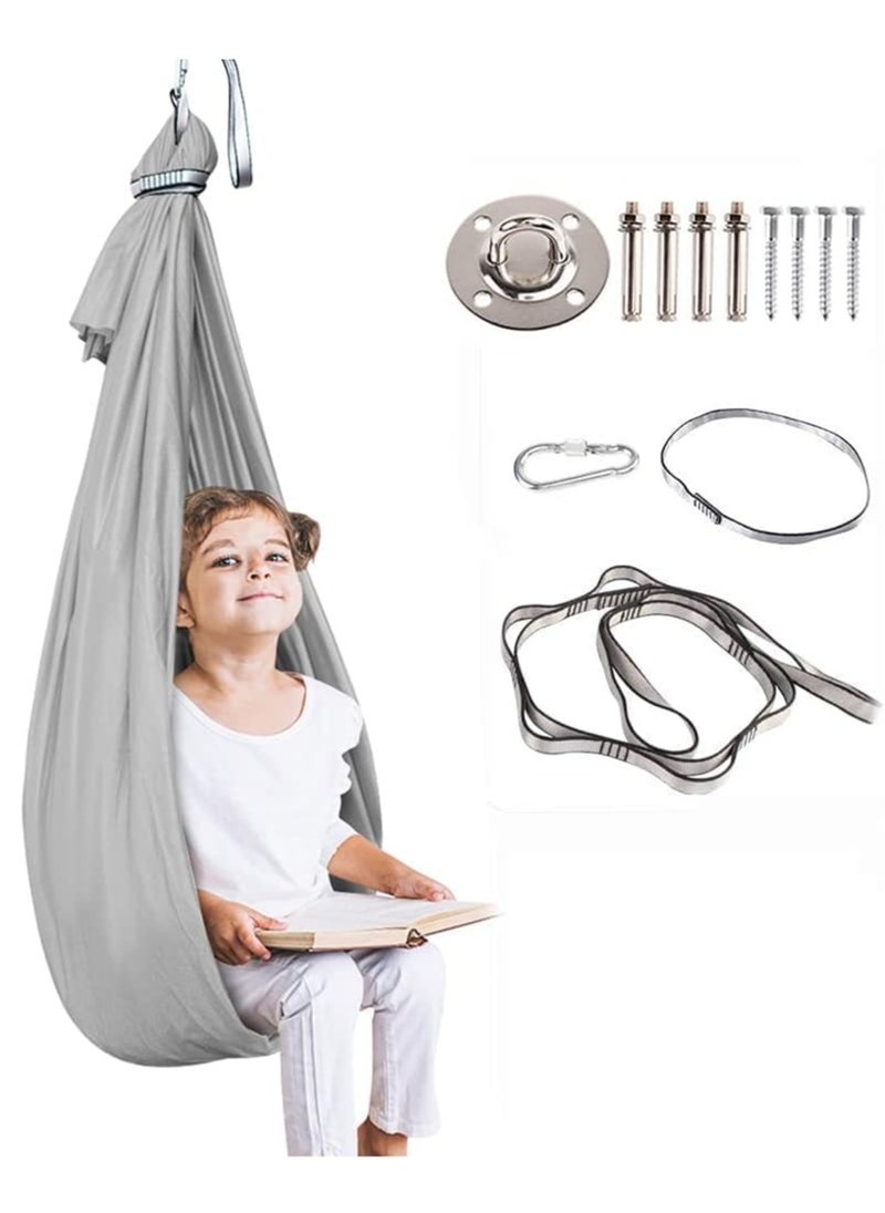 Generic Kids Indoor Sensory Swing (Hardware Included), Provides Calmness and Relaxation for Children with Special Needs, Sensory Swing Indoor Kids Adjustable Hammock Great for ADHD, Autism, Indoor Therapeutic Swing - Gray  - Image 2