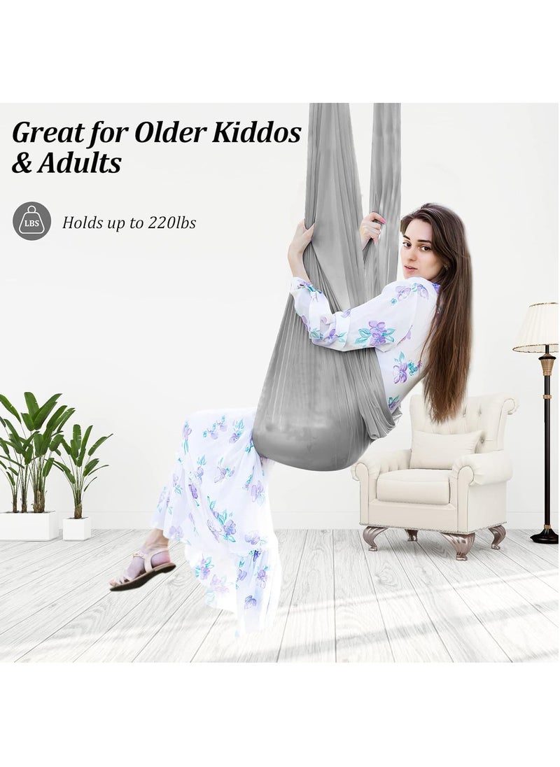 Generic Kids Indoor Sensory Swing (Hardware Included), Provides Calmness and Relaxation for Children with Special Needs, Sensory Swing Indoor Kids Adjustable Hammock Great for ADHD, Autism, Indoor Therapeutic Swing - Gray  - Image 4