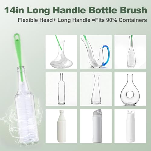 XYFuuee 5 Pack Bottle Brush Set, 5 in 1 Water Bottle Cleaning Brush, Long Handle Narrow Wine Cup Cleaner, 3 Straw Brushes for Stanley, Travel Nipple Lid Gap Detail Washer Brush - Image 4