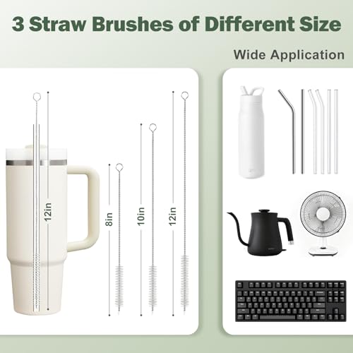 XYFuuee 5 Pack Bottle Brush Set, 5 in 1 Water Bottle Cleaning Brush, Long Handle Narrow Wine Cup Cleaner, 3 Straw Brushes for Stanley, Travel Nipple Lid Gap Detail Washer Brush - Image 5